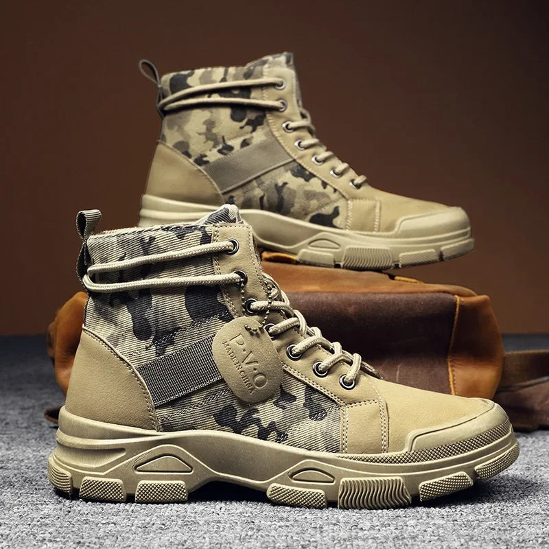 Bota militar masculina Ferrutini FRT246, em lona, com design moderno, solado antiderrapante de borracha, palmilha EVA, altura no tornozelo, disponível em preta, cinza e cáqui.