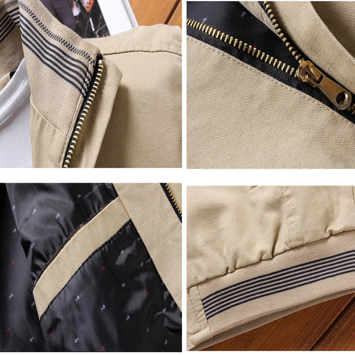Jaqueta masculina Ferrutini FRT193, com design moderno, em poliéster e algodão, estampa sólida, bolsos funcionais, ideal para looks casuais, com zíper frontal e manga regular.