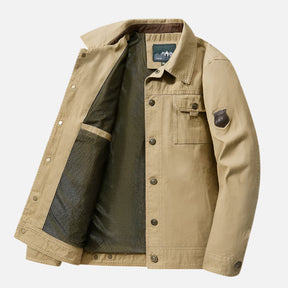 Jaqueta casual masculina Ferrutini FRT171, com design sofisticado, em algodão leve, espessura grossa, sem capuz, ideal para o dia a dia, com botões frontais e manga comprida.