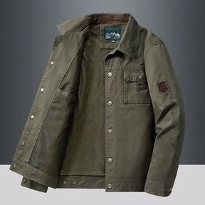 Jaqueta casual masculina Ferrutini FRT171, com design sofisticado, em algodão leve, espessura grossa, sem capuz, ideal para o dia a dia, com botões frontais e manga comprida.