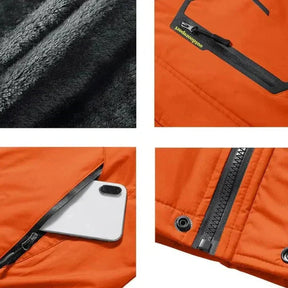 Jaqueta impermeável masculina Ferrutini FRT166, com design moderno, em poliéster, espessura grossa, com capuz, ideal para dias chuvosos e atividades ao ar livre, com zíperes frontais.