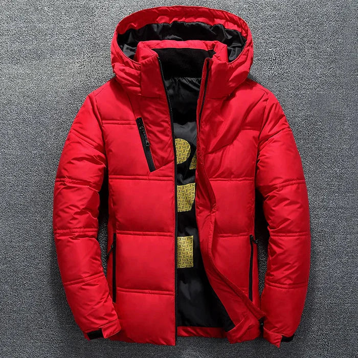 Jaqueta puffer masculina Ferrutini FRT153, com design moderno, em poliéster e algodão, forro acolchoado, ideal para uso diário em dias frios, com zíper de alumínio frontal.