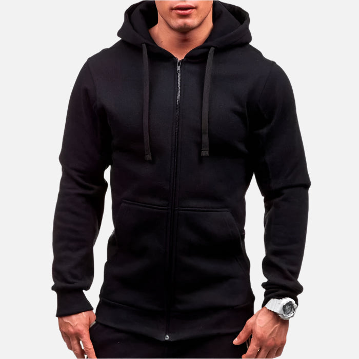 Jaqueta moletom masculina Ferrutini FRT184, com capuz ajustável, em algodão, malha e poliéster, bolsos multiuso, ideal para looks casuais, em preto, cinza, vinho e azul marinho.