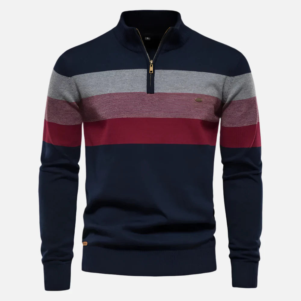 Suéter masculino Ferrutini FRT226, com design elegante, em tecido premium, gola careca clássica, ideal para looks casuais ou formais, com manga comprida e caimento ajustado.