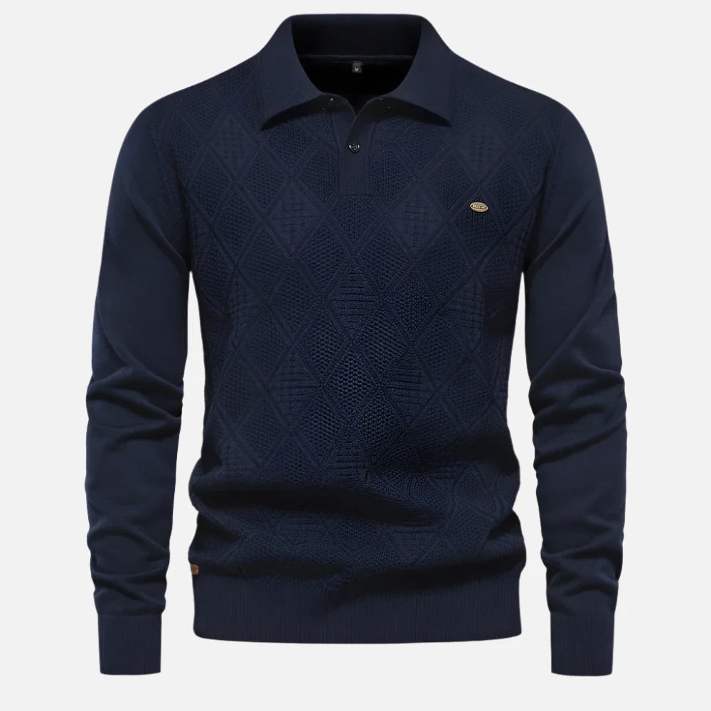 Suéter masculino Ferrutini FRT232, em lã premium, gola alta, manga comprida, design sofisticado, ideal para looks casuais ou formais, confortável para dias frios.