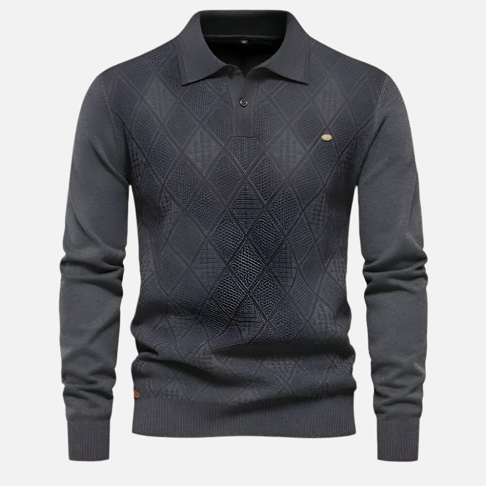 Suéter masculino Ferrutini FRT232, em lã premium, gola alta, manga comprida, design sofisticado, ideal para looks casuais ou formais, confortável para dias frios.